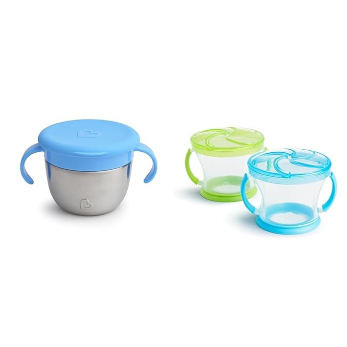 Munchkin Snack Catcher Stainless Steel Cups, 9 Ounce 1 Pack and Snack Catcher Toddler Cups 2 Coun... | Amazon (US)