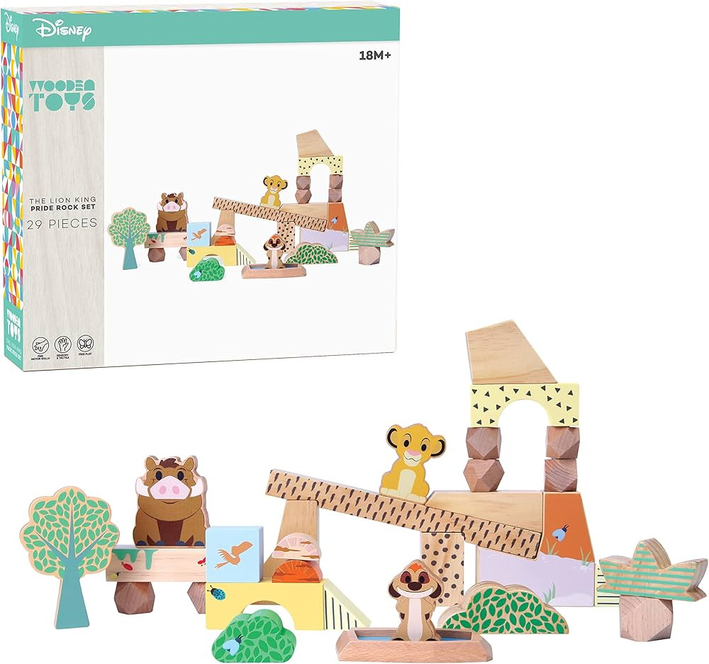 Disney Wooden Toys The Lion King Pride Rock Building Blocks Set, Officially Licensed Kids Toys fo... | Amazon (US)