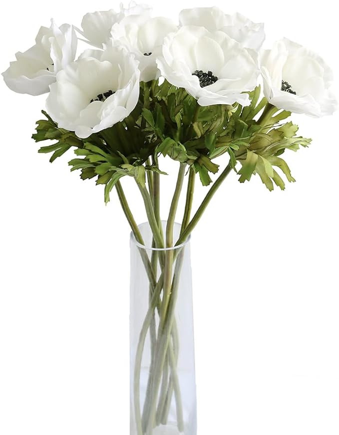 MUFEN 7PCS Anemone Artificial Flowers Real Touch Silk Flower Wedding Bride Bouquet DIY Home Decor... | Amazon (US)