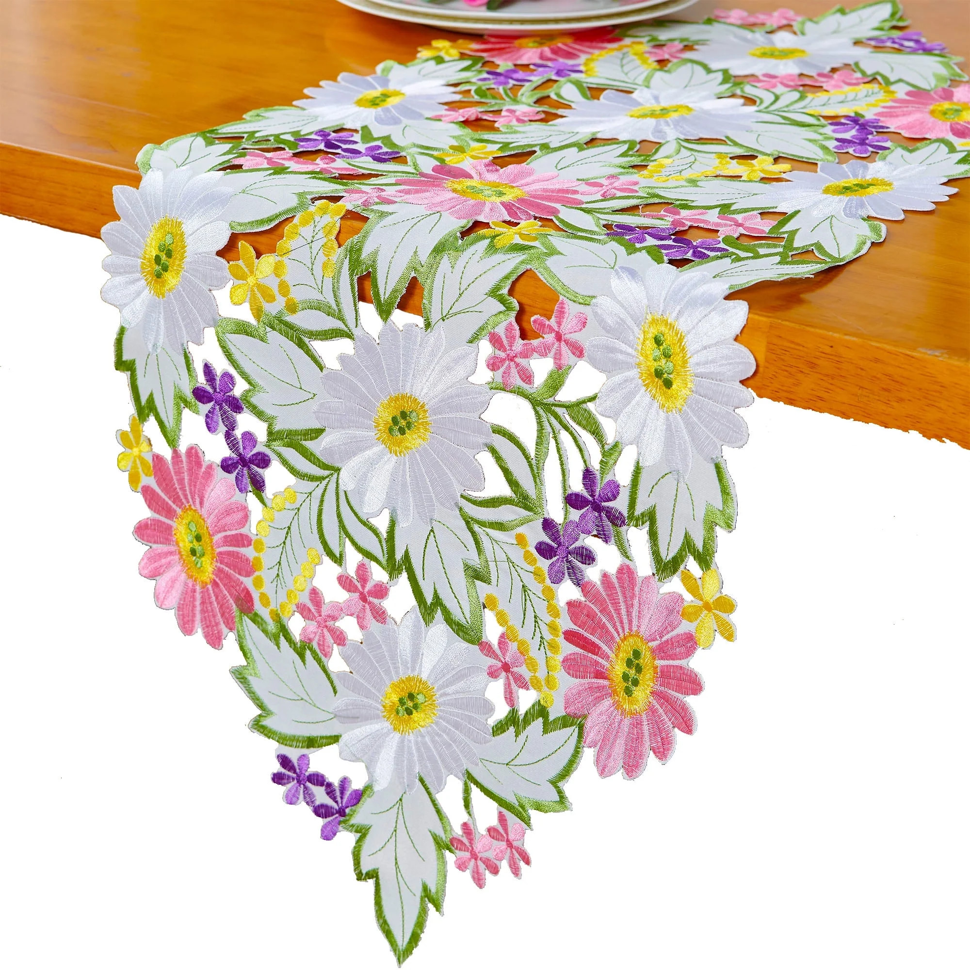 Spring Daisy Table Runners Embroidered Flowery Table Linen for Home Decoration 13 X 34 Inch | Walmart (US)