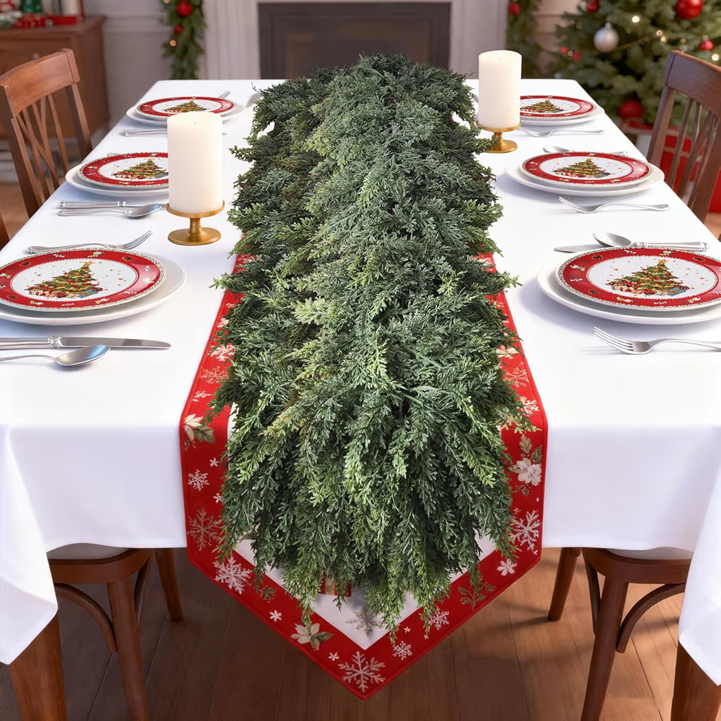 6 FT Real Touch Cedar Garland - Christmas Cedar Garlands for Mantle, Realistic Green Artificial Greenery Pine Garland for Table, Fireplace, Stairs, Wall, Indoor, Outdoor Home Holiday Decor (1, 6 FT) | Amazon (US)