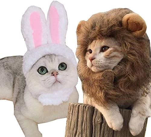 2 Pack Lion Mane Wig Costume for Cat Costume Bunny Rabbit Hat Headwear with Ears Cosplay Dress up... | Amazon (US)