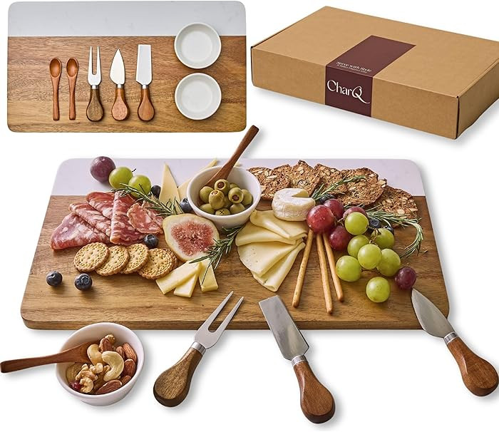 Charcuterie Board Set - Marble & Acacia Wood Cheese Board and Serving Board Platter, Charcuterie ... | Amazon (US)