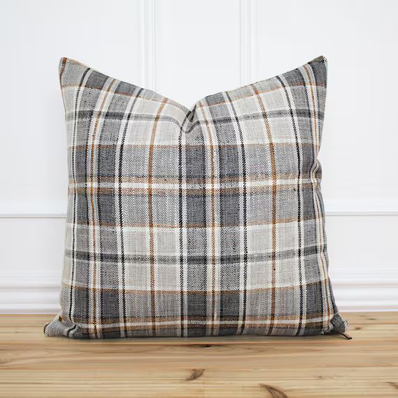 Gray Plaid Pillow Cover  Plaid Throw Pillow  Decorative - Etsy | Etsy (US)