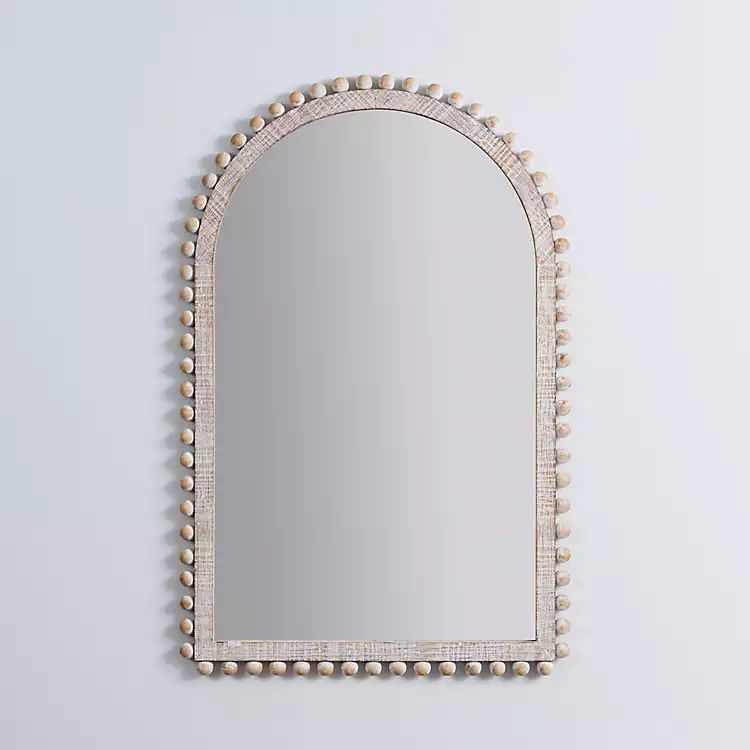 New! Cream Wood Beaded Arch Frame Mirror | Kirkland's Home