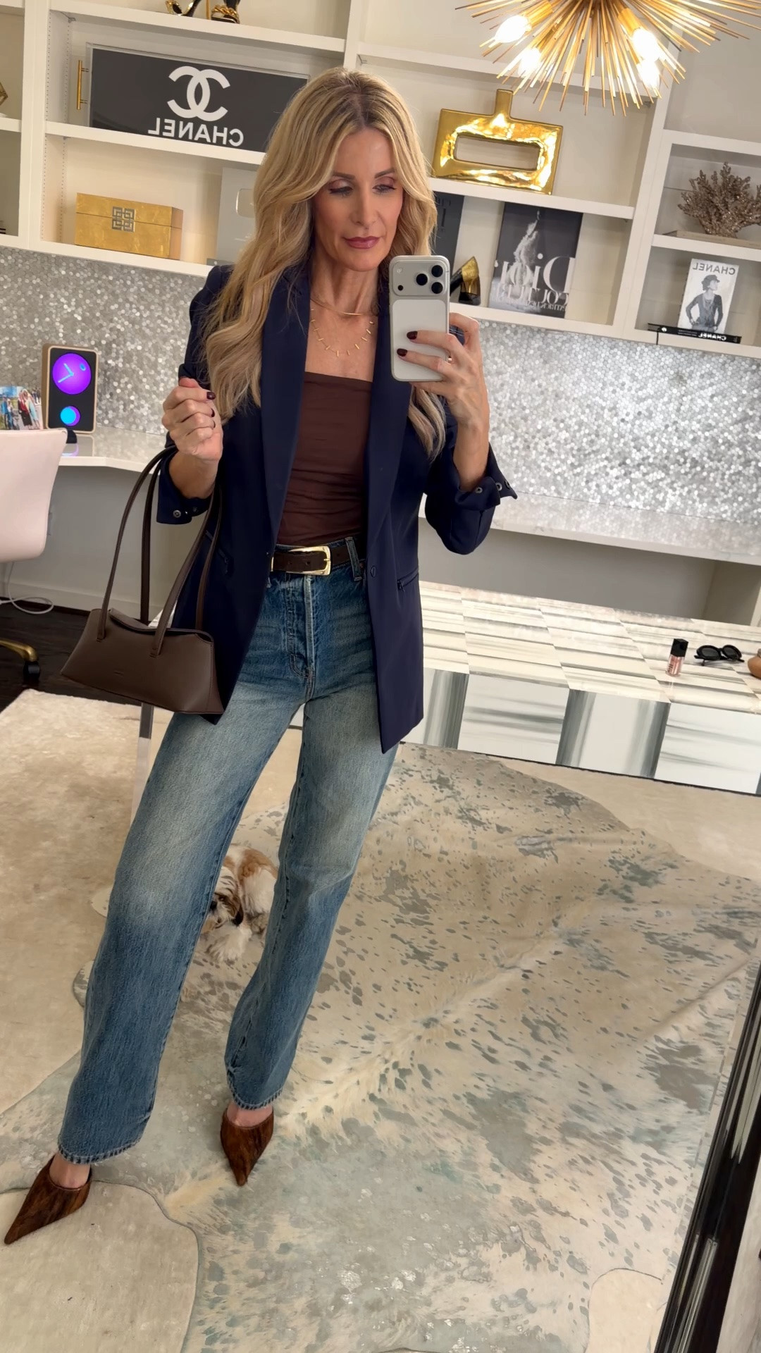 This Quince blazer looks so much like the Veronica Beard Scuba Blazer, but it’s just $100! The fabric feels high quality and is wrinkle-free, and I love it with a brown tube top and my favorite Pistola straight-leg jeans. Such a chic outfit for so many occasions. I'm wearing an XS and it fits tts. #QuinceBlazer #QuinceFinds #VeronicaBeardStyle #PistolaJeans #FallOutfit #WomenOver40Style #LTKootd #LTKOver40 

 #LTKootd #LTKSeasonal #LTKOver40