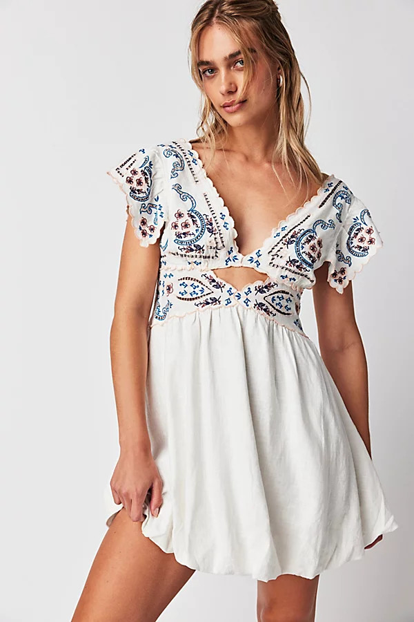 Rambling Roads Mini Dress by Free People, Blanc De Blanc, S | Free People (Global - UK&FR Excluded)