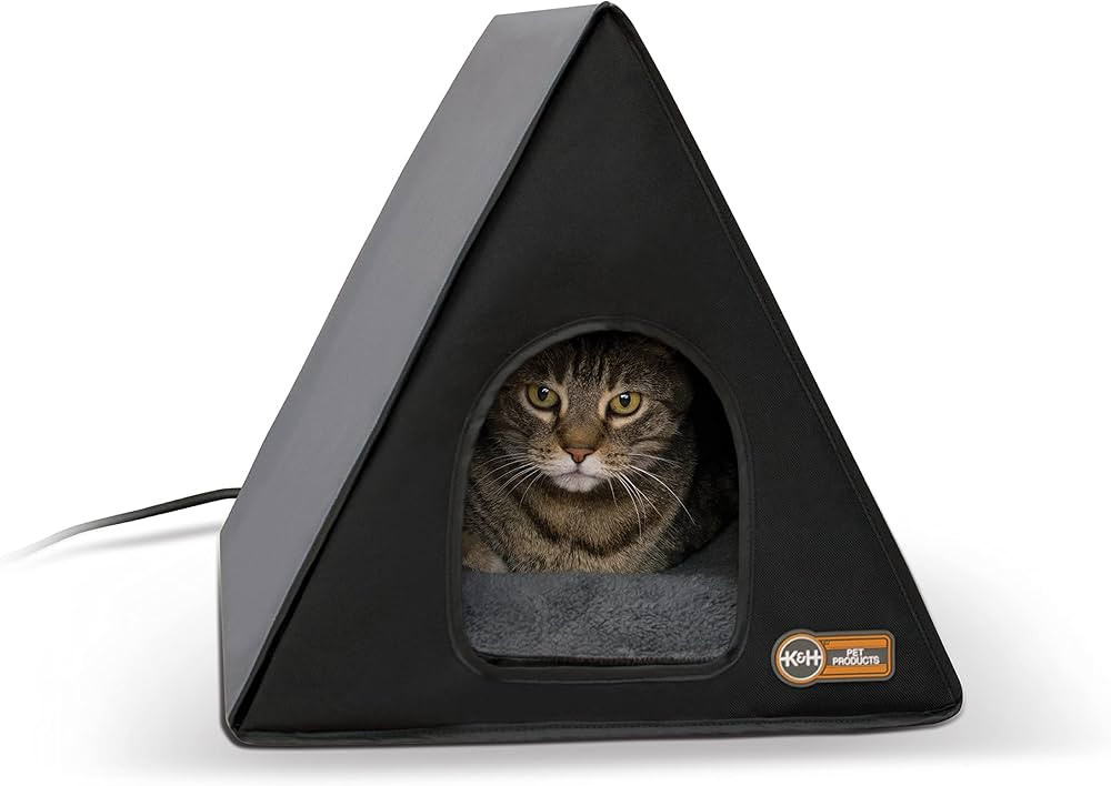 K&H Pet Products Heated A-Frame Indoor/Outdoor Shelter Gray/Black 18 X 14 Inches 20 Watts | Amazon (US)