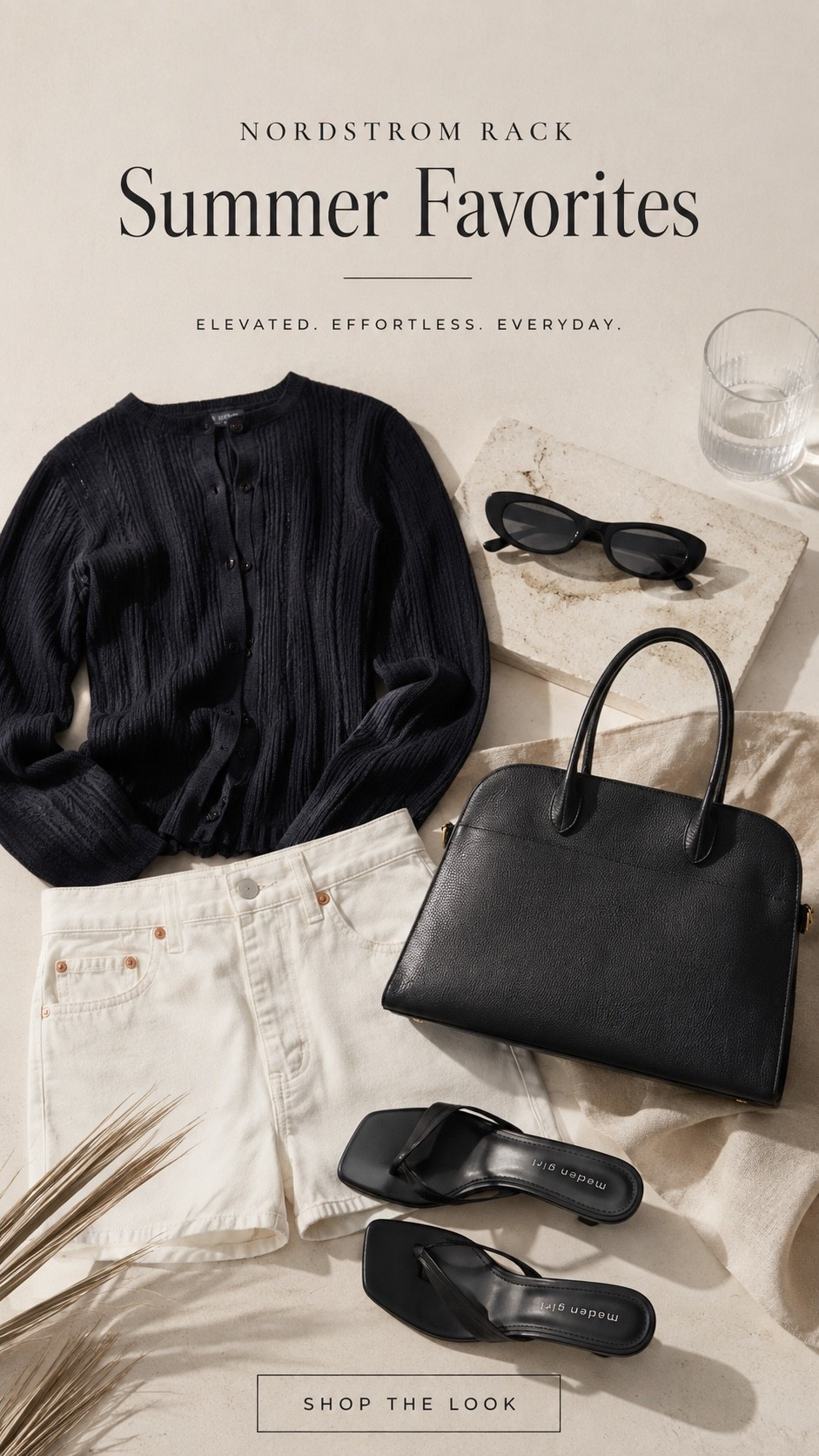Quiet luxury summer style at @NordstromRack Clean black accessories, tailored cream shorts, sleek kitten heels, and elevated basics that look far more expensive than they are. These are the timeless pieces I always reach for in summer. 🤍 #NordstromRackPartner #RackScore