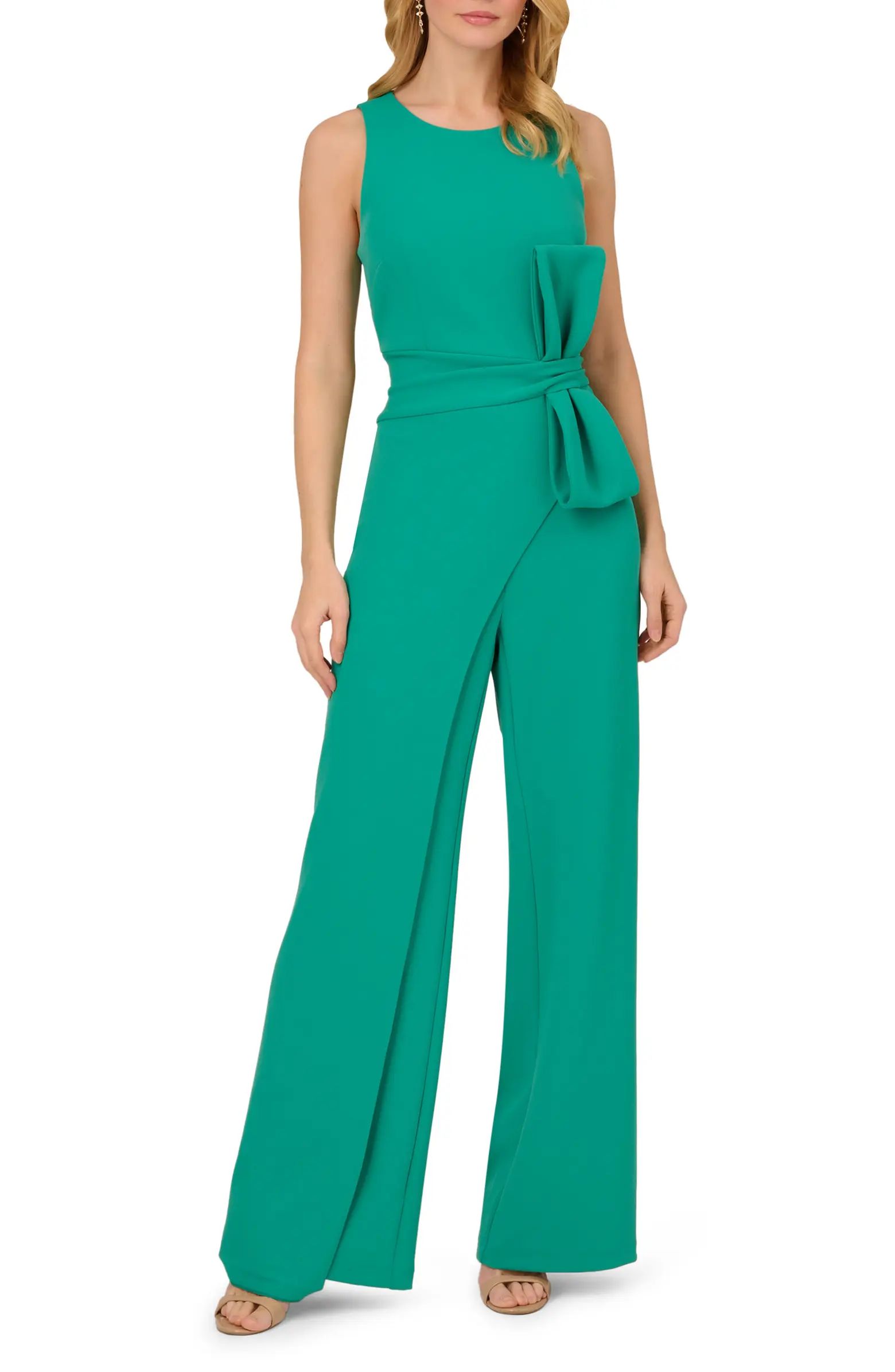Adrianna Papell Bow Detail Sleeveless Wide Leg Jumpsuit | Nordstrom | Nordstrom