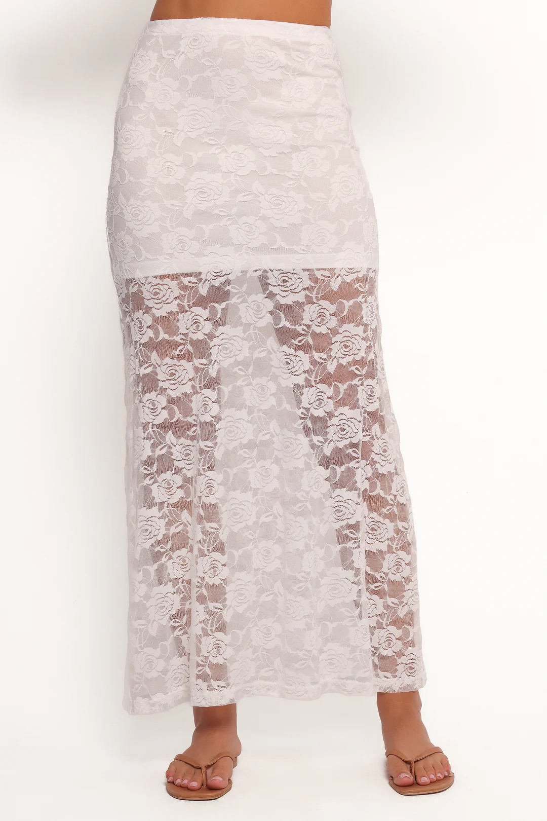 Laken Sheer Lace Maxi Skirt - White | Petal & Pup (US)