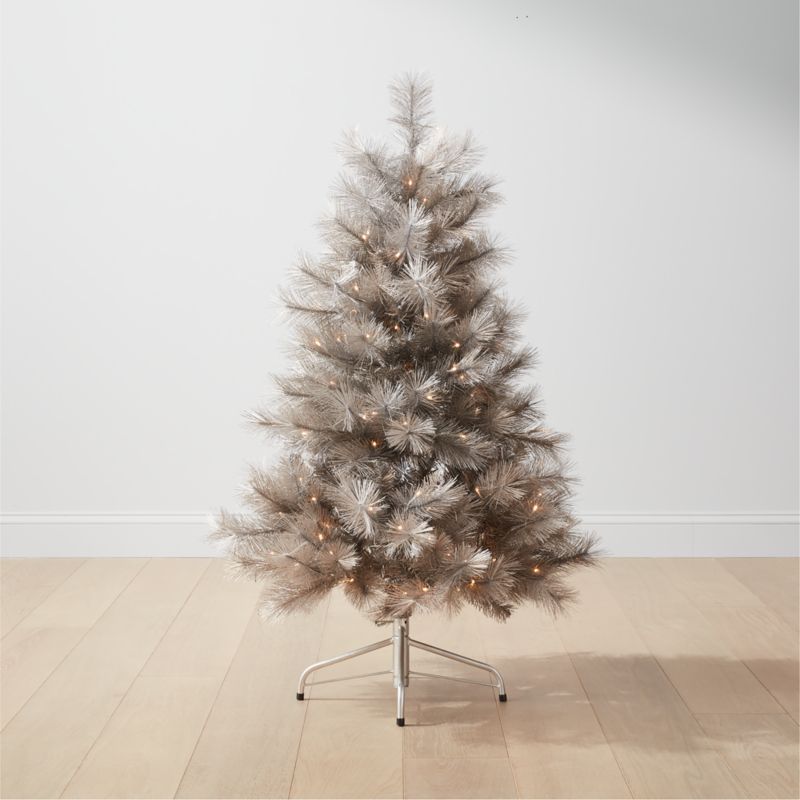 Faux Champagne Pine LED Pre-Lit Gold Christmas Tree 4' | CB2 | CB2