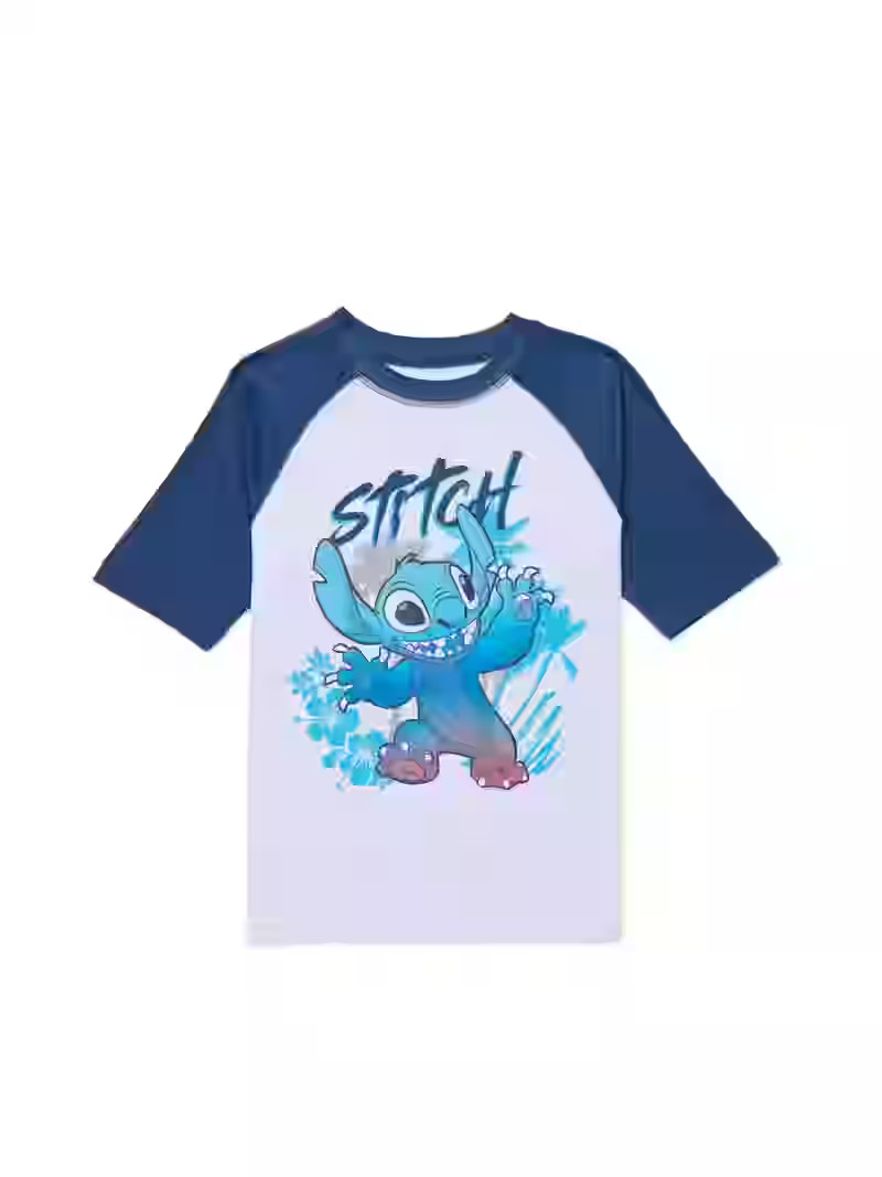 Stitch Boys Swim Rash Guard with Short Sleeves, Sizes 4-12 | Walmart (US)