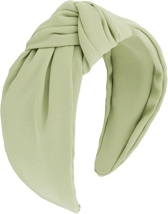 Ondder Light Green Headband Top Knot Headbands for Women Non Slip Fashion Wide Knotted Headbands for Women Hair Accessories for Women Girls | Amazon (US)