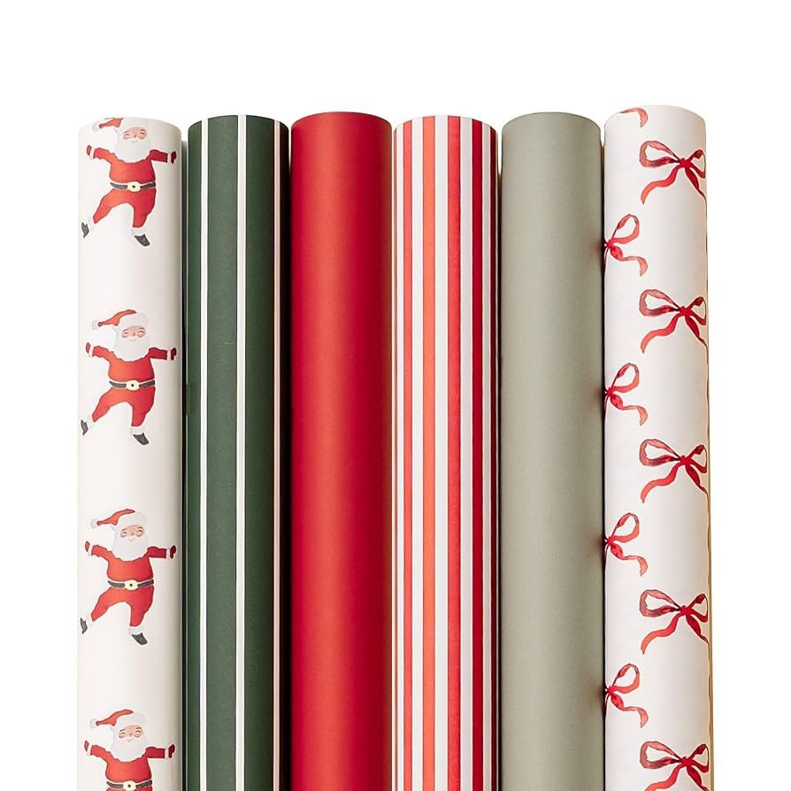 Merry Market Satin Christmas Wrapping Paper (Bows + Santa) | Amazon (US)