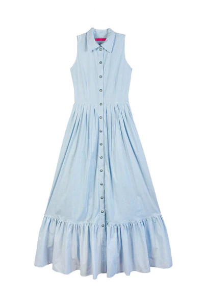 BURU x Hunter Blake Sleeveless Tiered Shirtdress - Blue Gingham | Shop BURU