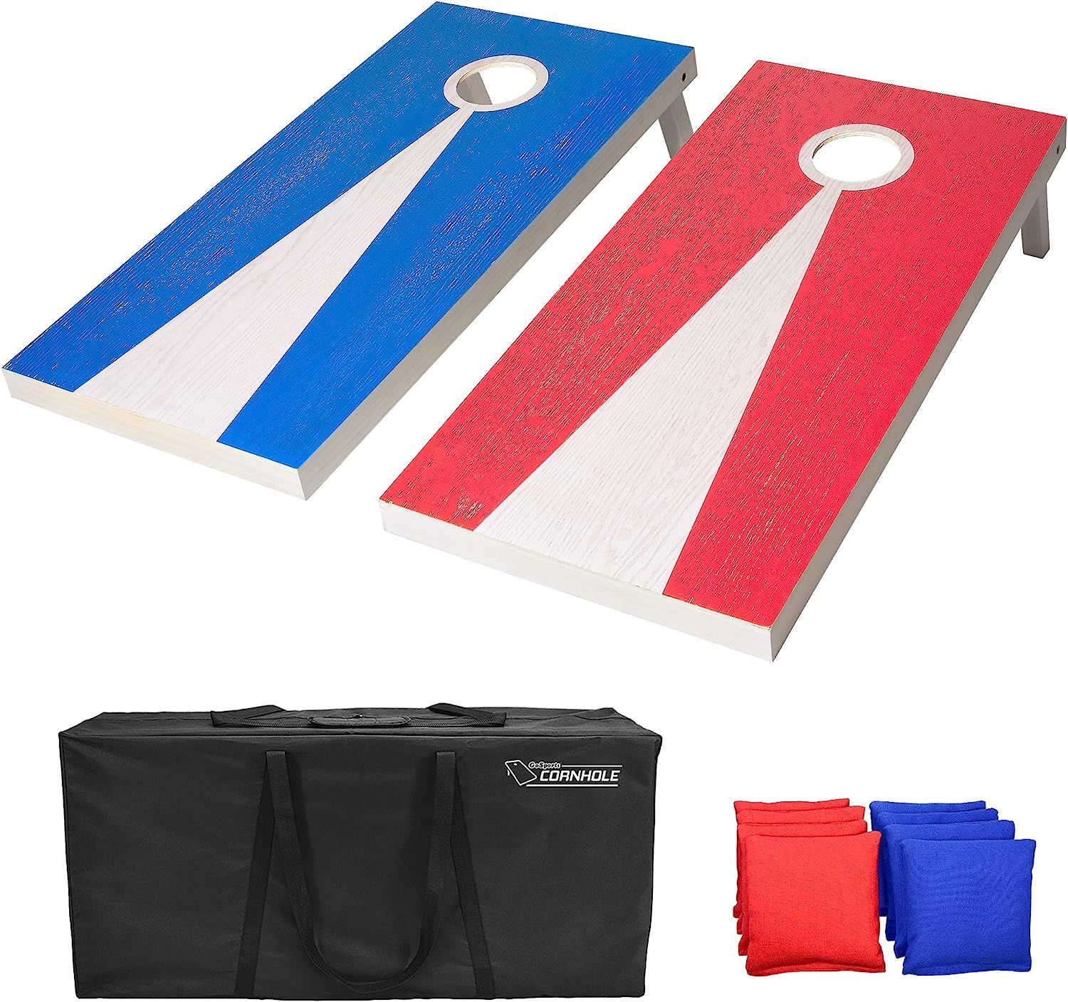 GoSports Regulation Size Solid Wood Cornhole Set - Includes Two 4' x 2' Boards, 8 Bean Bags, Carr... | Amazon (US)