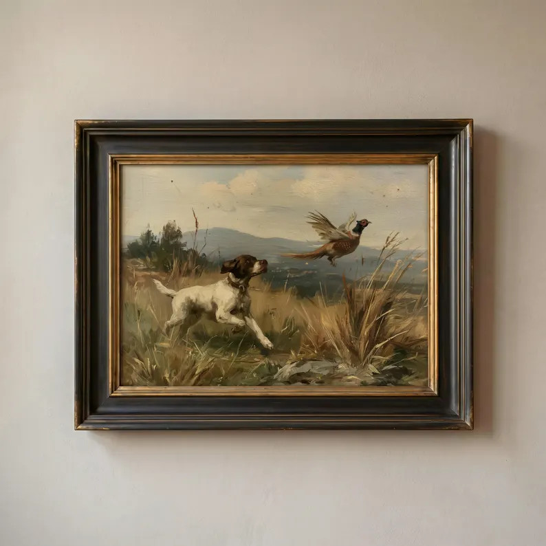 Hunting Dog Pheasant Print, Rustic Sporting Art, Vintage Lodge Decor (Digital Download) 548 | Etsy (Global)