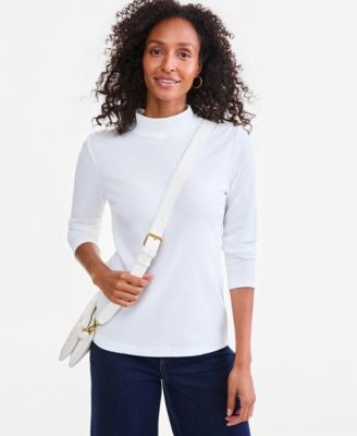 Style & Co Women's Cotton Mock-Neck Long-Sleeve Tee, Created for Macy's - Jazzy Blue | Macy's