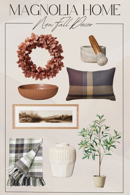 Magnolia Home @ Target New Fall Decor
—

Target home finds, magnolia, chip and Joanna Gaines, affordable, neutral, stylish, wood tones, home decor, interior design, daily finds, living room, kitchen, wreath, throw pillow , wall art, olive tree, faux plants, throw blanket, vase, decorative bowl 

#LTKstyletip #LTKSeasonal #LTKhome