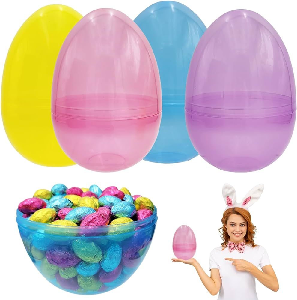 The Dreidel Company Massive Translucent Colorful Bright Plastic Easter Eggs, Perfect For Easter E... | Amazon (US)