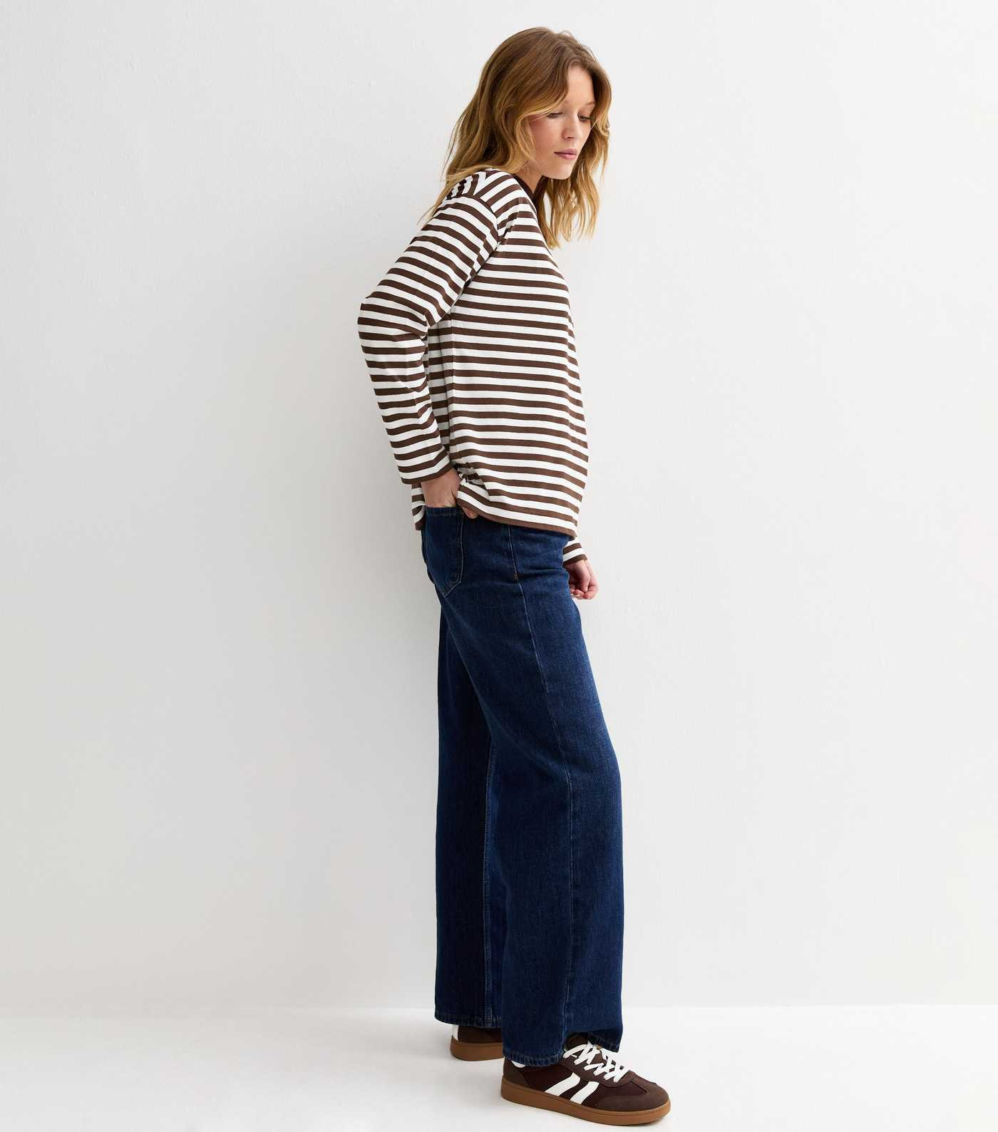 Brown Cotton Striped Long Sleeve Skater T-Shirt | New Look | New Look (UK)