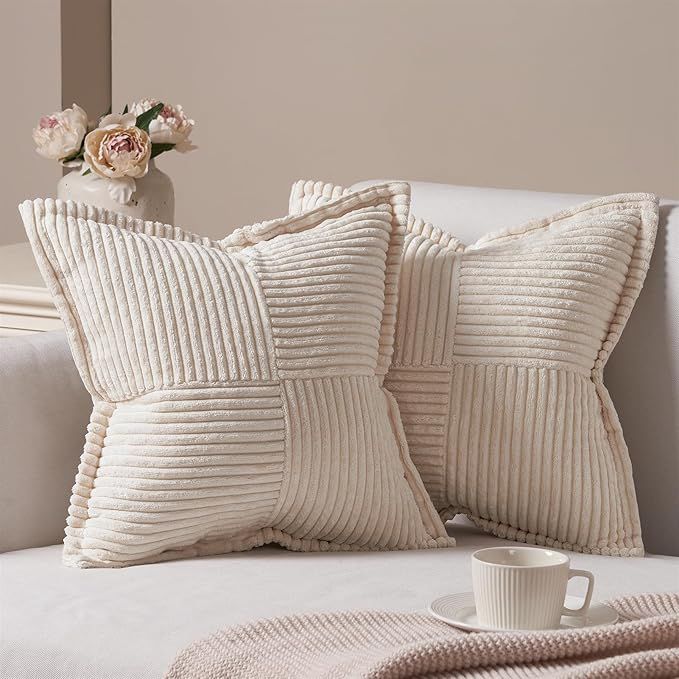 Topfinel Beige Cushion Covers 40cm x 40cm,Scatter Autumn Decorative Fluffy Pillows Cases,Cushions... | Amazon (UK)