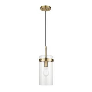 Globe Electric Connor 1-Light Brass Pendant Light with Clear Glass Shade, Light Bulb Included 910... | The Home Depot