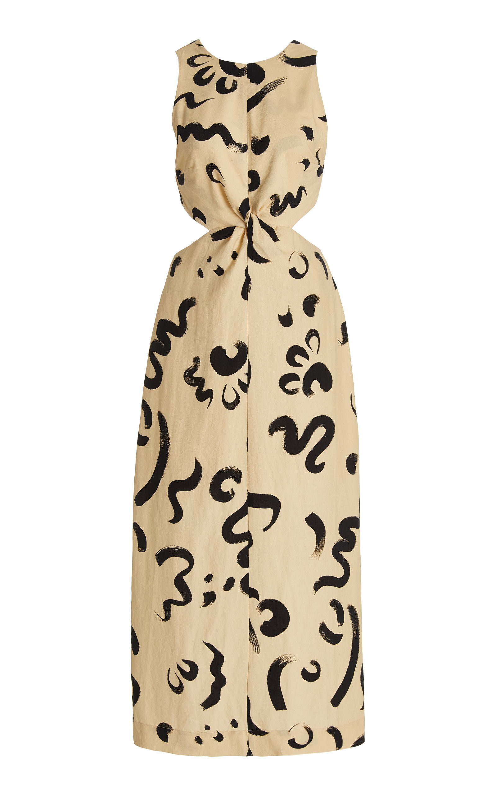 Brush Stroke Twist  Silk And Linen-Blend Dress | Moda Operandi (Global)
