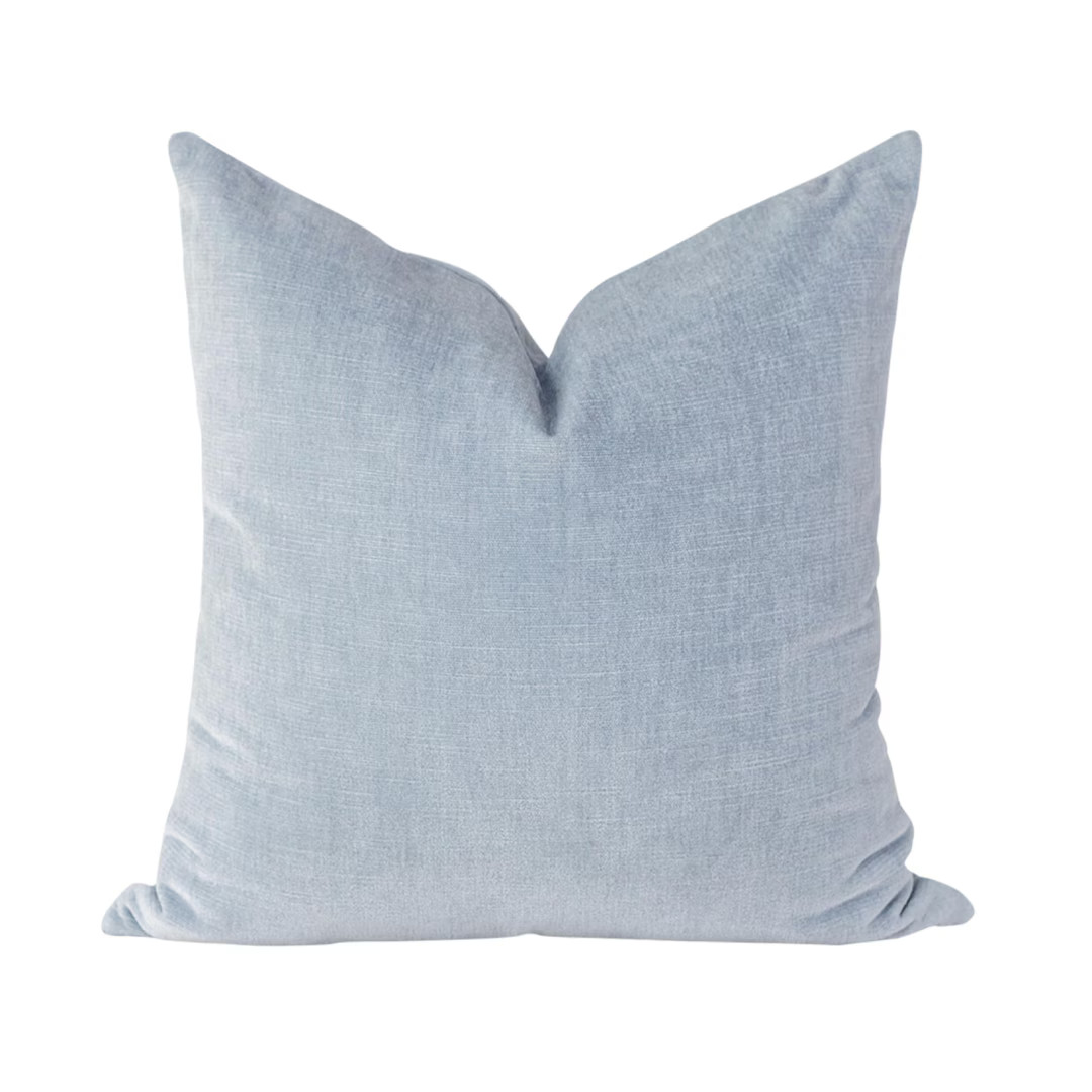 Light Blue Velvet Pillow Cover: Designer Throw Pillows, Handmade in USA - Etsy | Etsy (US)