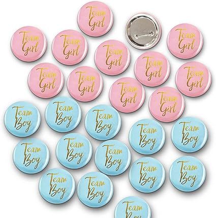 Gender Reveal Button Pins 50 Pcs, Team Boy Girl Button Pins Baby Shower Pink blue Button Pin for ... | Amazon (US)