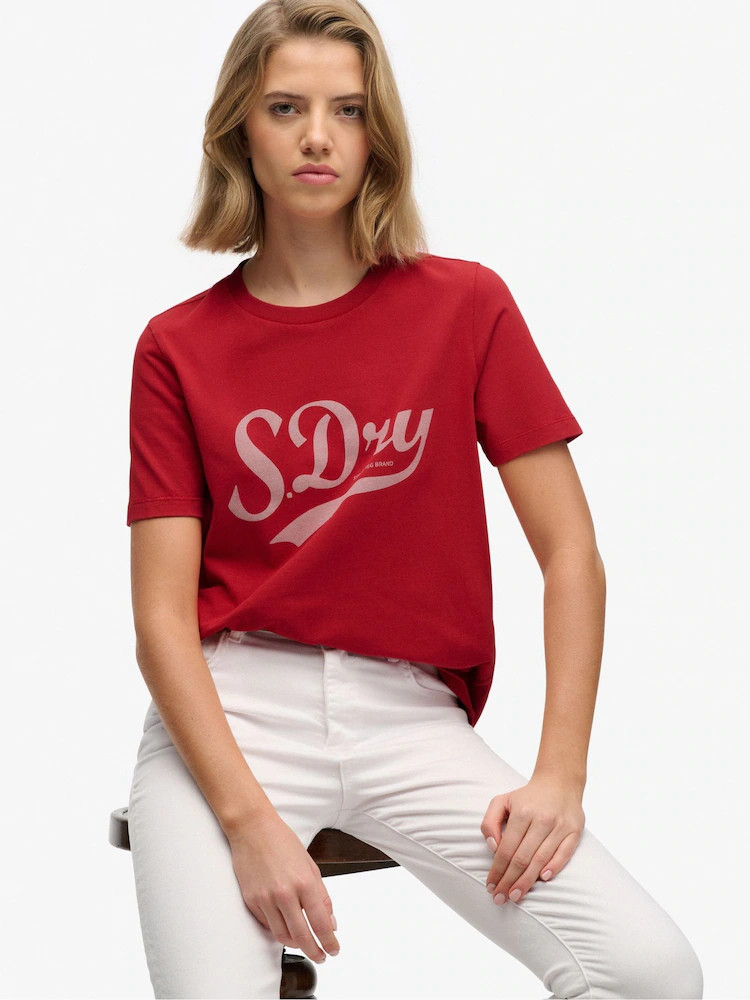 Superdry Red Varsity Script T-Shirt | Next EU