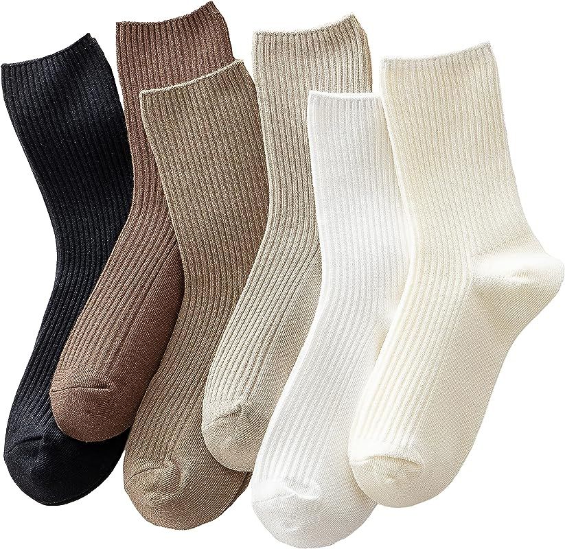 Womens Cute Crew Socks Casual Athletic Aesthetic Socks Neutral Cotton Socks for Women Granola Gir... | Amazon (US)