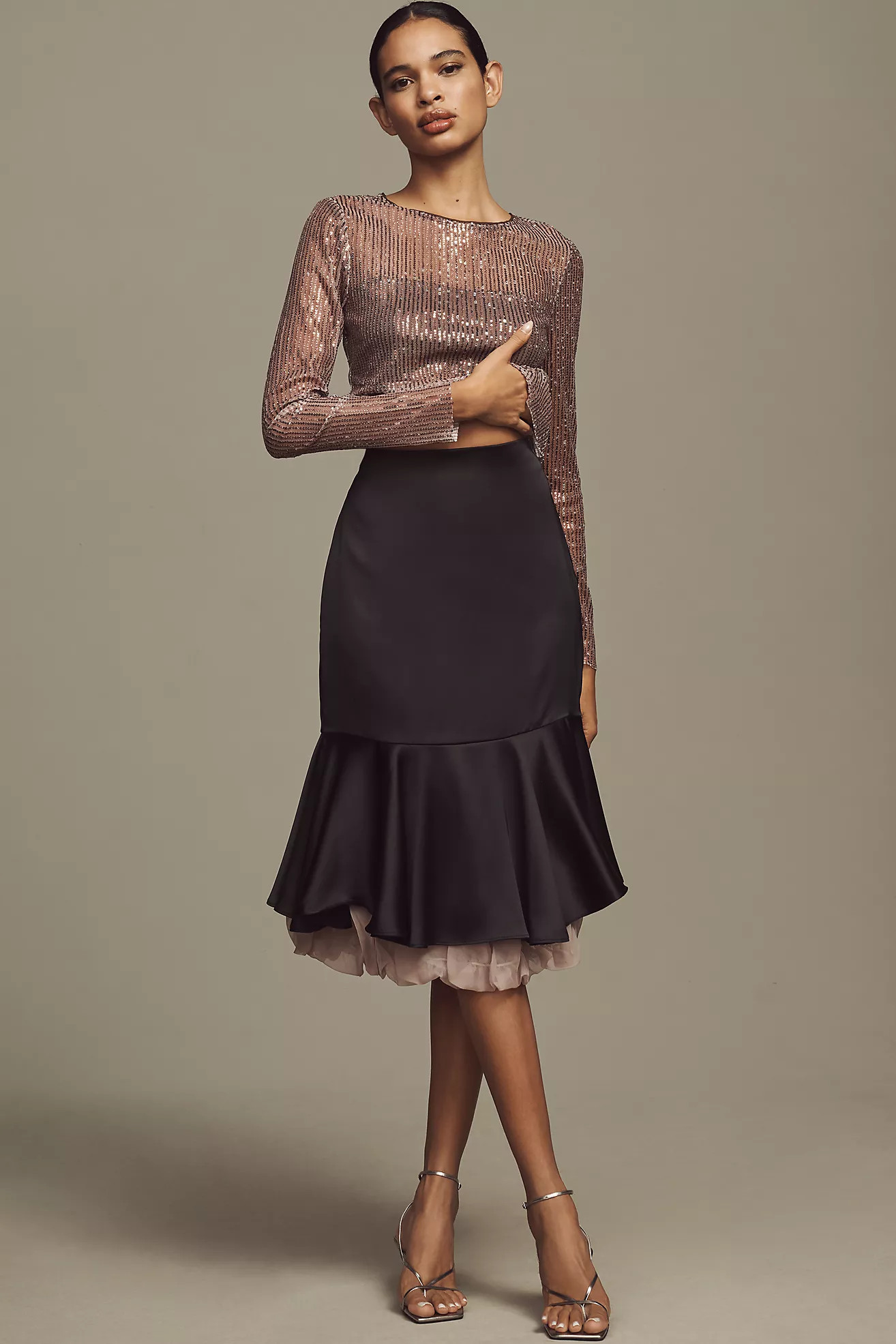 By Anthropologie Organza Bubble Slip Midi Skirt | Anthropologie (US)