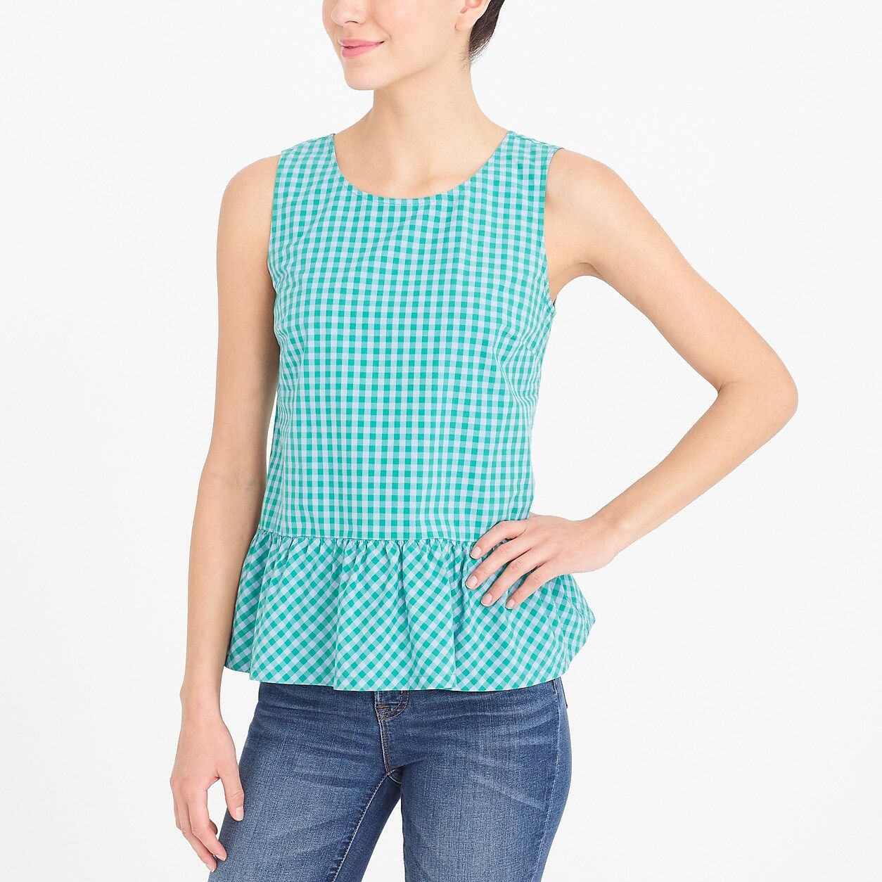 Printed bow-back peplum tank top | J.Crew Factory