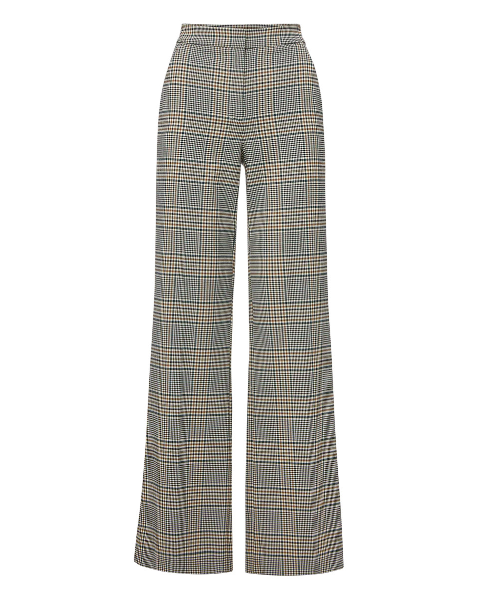 Tonelli Plaid Wide-Leg Pants in Ecru & Green | Veronica Beard | Veronica Beard