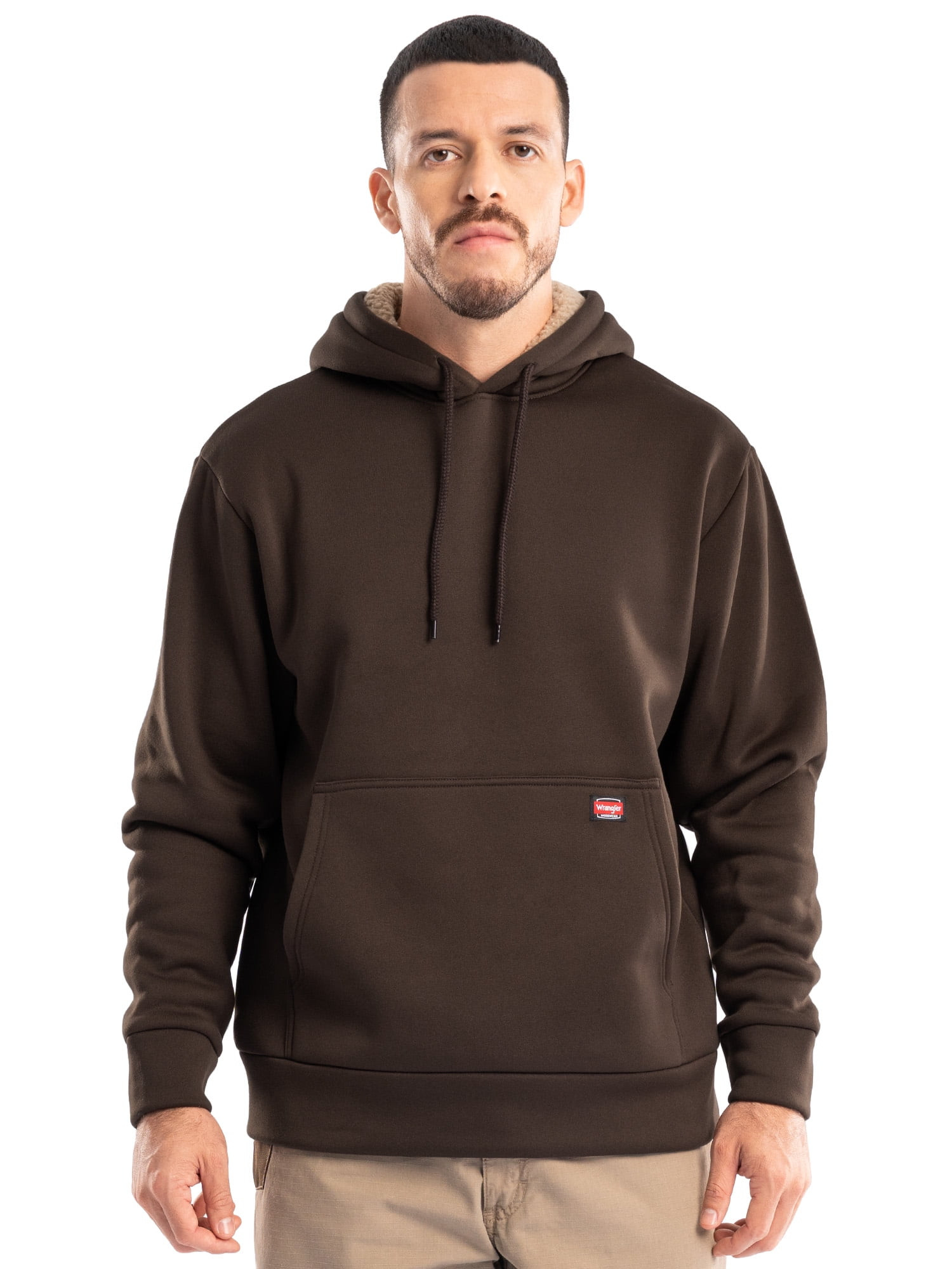 Wrangler Workwear Men's and Big Men's Relaxed Pullover Hoodie with Faux Shearling Lining, Sizes S... | Walmart (US)