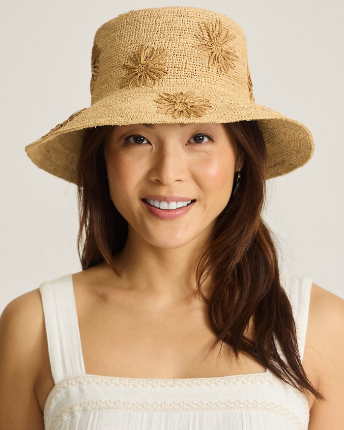 Crochet Raffia Embroidered Flower Bucket Hat | Tommy Bahama