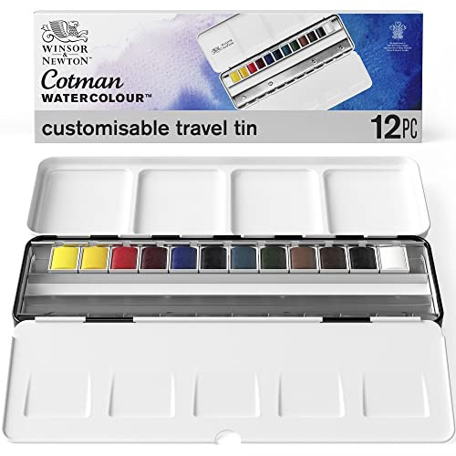 Winsor & Newton Cotman Watercolor Paint Set, Customisable Travel Tin, 12 Half Pan | Amazon (US)