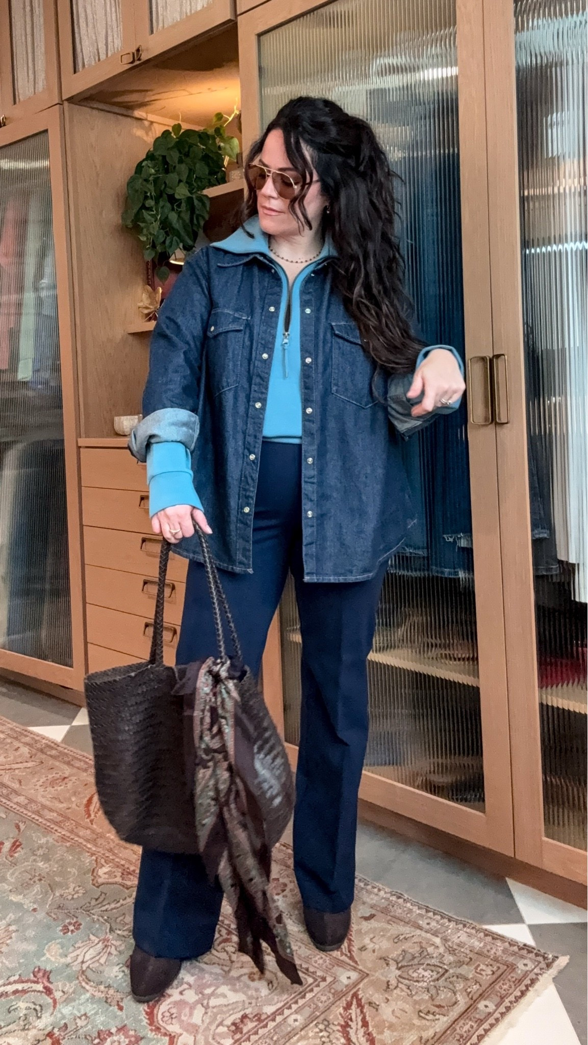 midsize fall casual outfit 
pullover large 
denim top large 
smoothing pants xl regular 
accessories code tt25

#LTKOver40 #LTKSeasonal #LTKMidsize