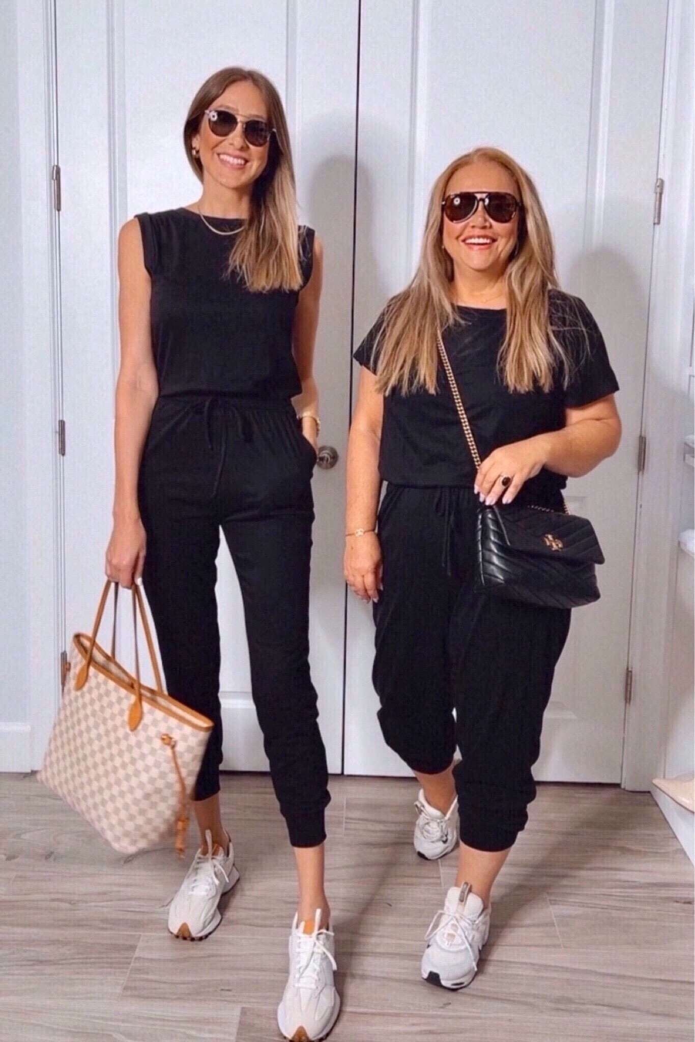 Black jumpsuit/travel outfit/everyday outfit.
White sneakers/ Nike shoes 
Tory Bruch black bag/ shoulder bag.
Aline is wearing a small and I am medium-sized.#LTKFind


#LTKfindsunder100 #LTKmidsize