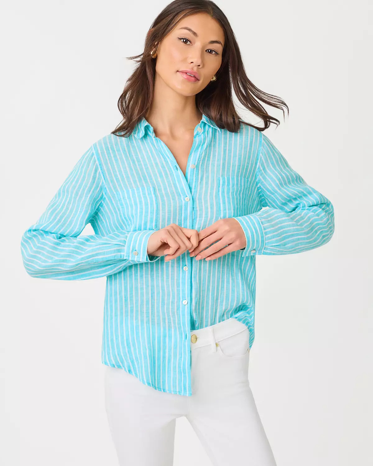 Sea View Linen Button Down Shirt | Lilly Pulitzer