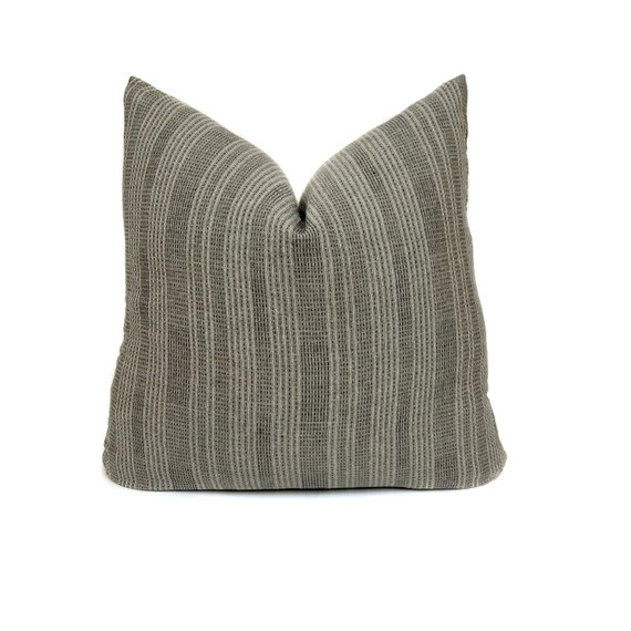 Boho Striped Pillow Cover Black Grey Farmhouse Throw Cover | Etsy | Etsy (US)