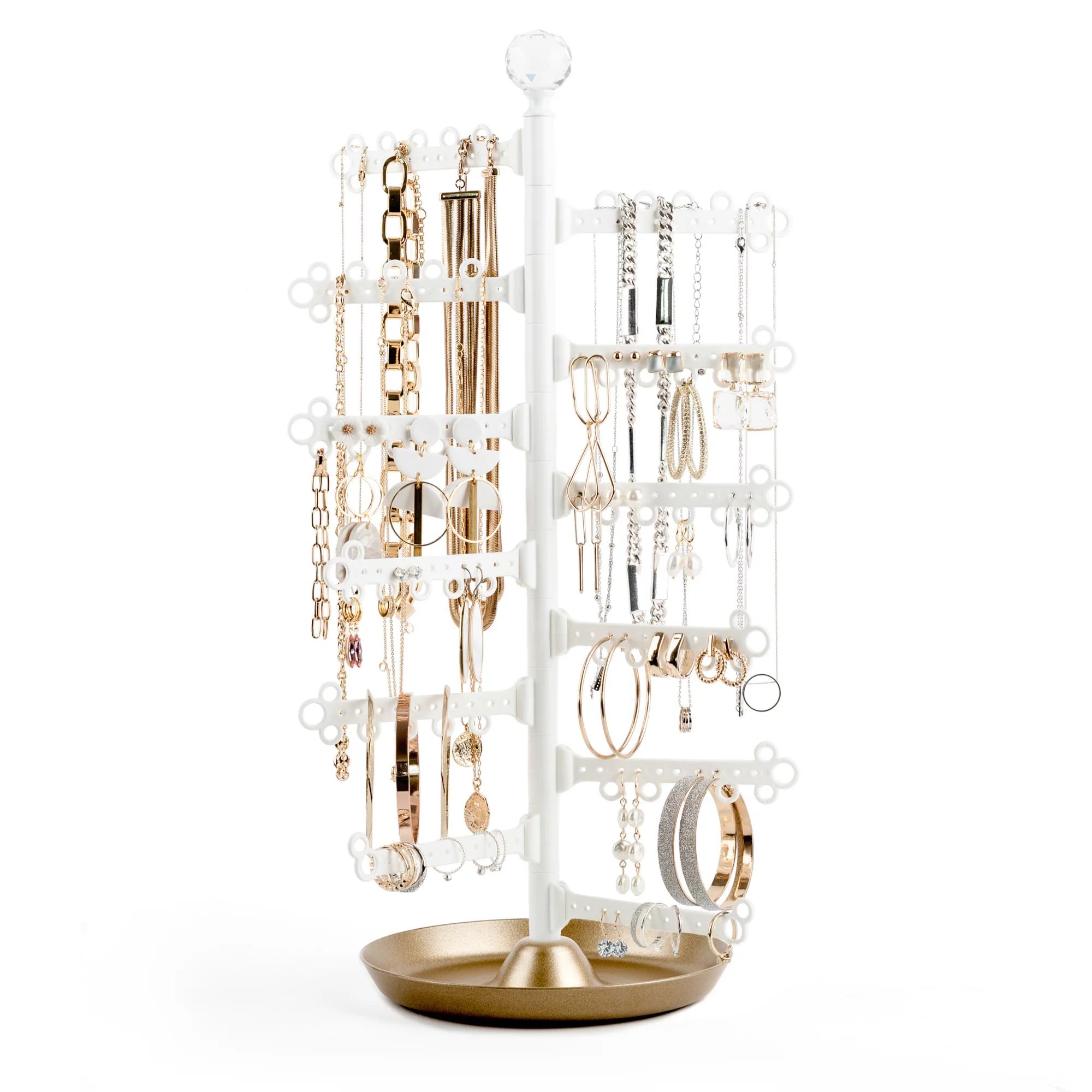 12-Tier 17.5" 360° Jewelry Organizer | Earring Necklace Bracelet Ring | Display Holder with Dish... | Walmart (US)