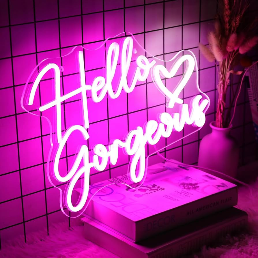 Neonawall Hello Gorgeous Neon Sign for Wedding, Led Neon Light Sign for Bedroom Room Decor Birthd... | Amazon (CA)