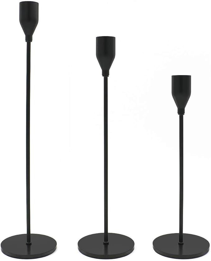 3Pcs Taper Candle Holders Matte Black Candlestick for Wedding Dinning Party Home Decoration | Amazon (CA)