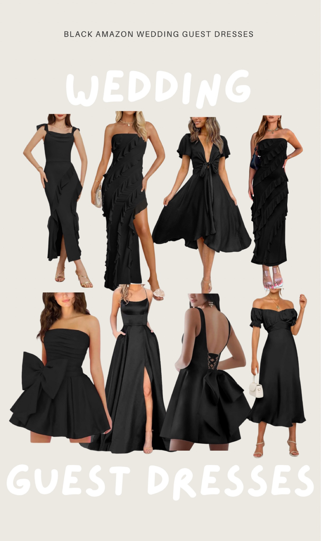 Black wedding guest dresses from Amazon! Have a friends wedding coming up and the dress code is all black so found some cute options - ordered a few ruffle styles to try ❤️ most under $50!

#LTKFindsUnder50 #LTKWedding #LTKSeasonal