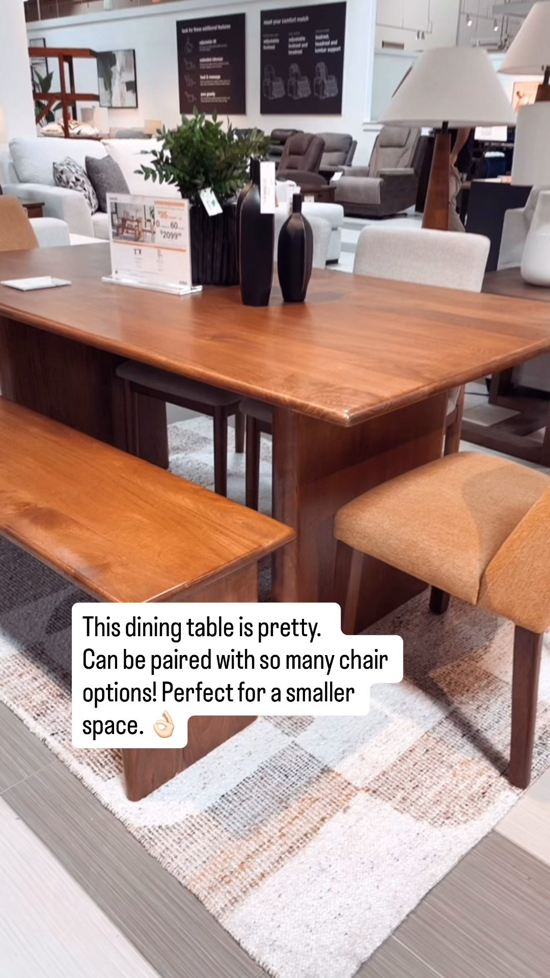 This dining table is so pretty and can be paired with so many chair options. It’s on the smaller side so perfect for a small dining room area. 

There is a dining bench, dining chairs and counter stools in the same collection st Ashley Homestore. 

#LTKSaleAlert #LTKHome