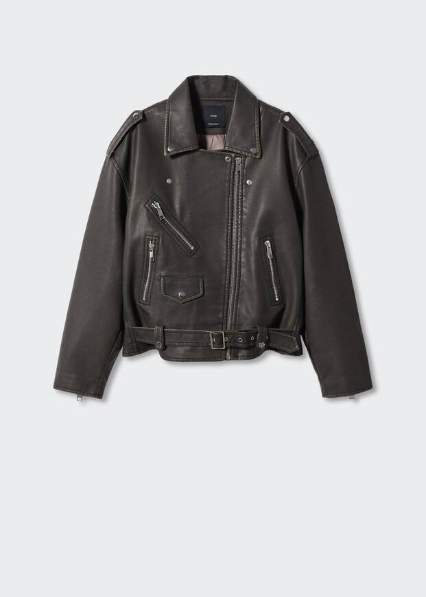 Distressed-effect biker jacket | MANGO (UK)