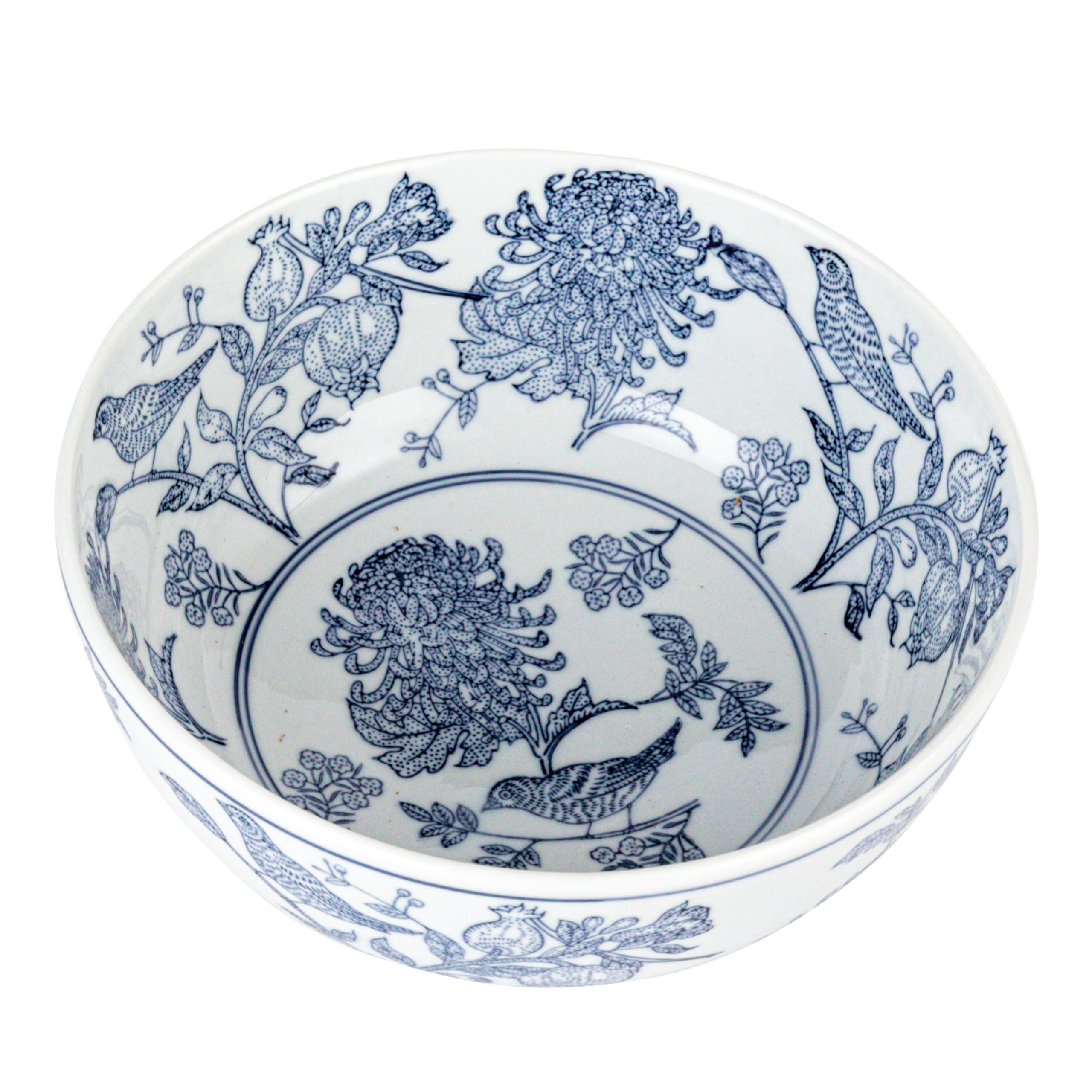Creative Co-Op Aviary Garden Stoneware Bowl, Blue and White | Amazon (US)